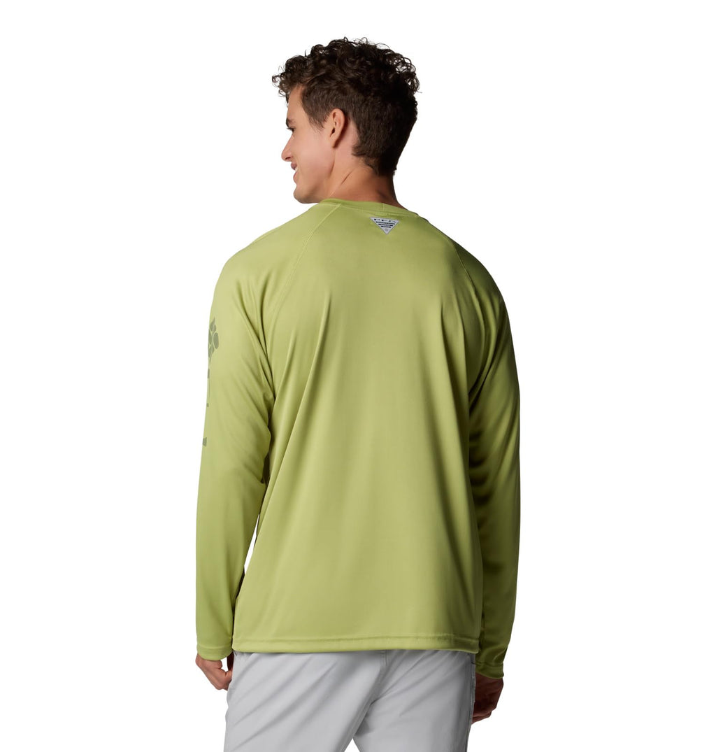 Columbia Men's PFG Terminal Tackle Long Sleeve Fishing Shirt, Pear/Cypress Logo, 2X Tall