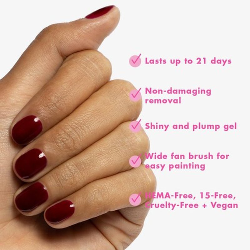 Olive & June Gel Polish | Valentine's Day | UV LED Nail Lamp Needed | Long Lasting Formula | Up to 21 Days of Wear | Damage-Free Removal | Salon-Quality Manicure, Pedicure | Obsessed | Dark Ruby