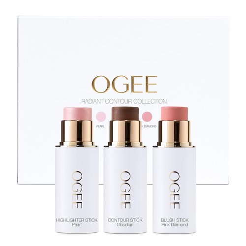 Ogee Radiant Collection Trio | Organic Contour Stick Makeup Set - Bronzer, Blush & Highlighter