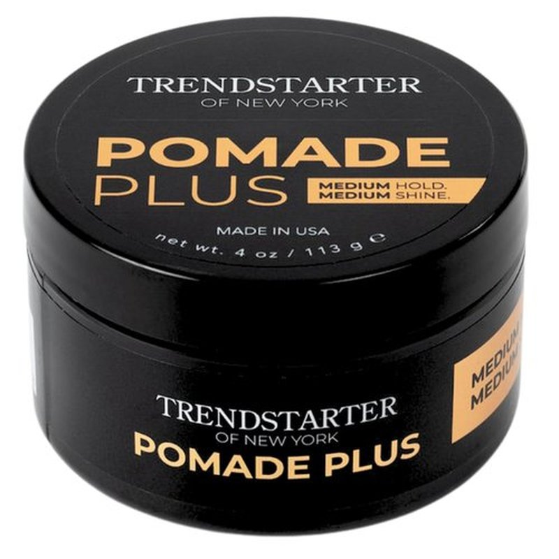 TRENDSTARTER Pomade Plus - Medium Hold & Shine - 4oz Flake-Free Water-Based Hair Gel for All Hair Types