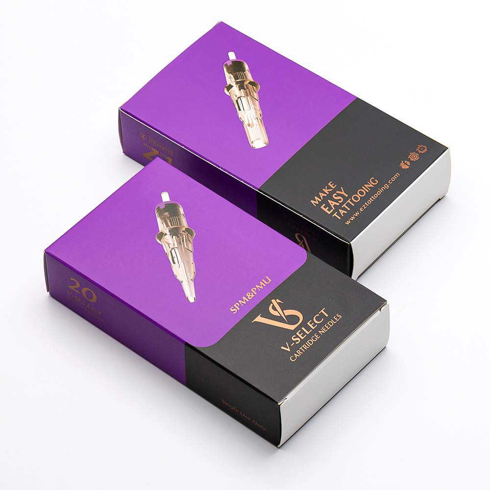 EZ Tattoo Cartridge Needles - 20Pcs #12 (1RL) Permanent Makeup SMP Standard Round Liner 0.35mm Microblading Hair Scalp for Tattoo Pen Rotary Machine Supply - V-SELECT