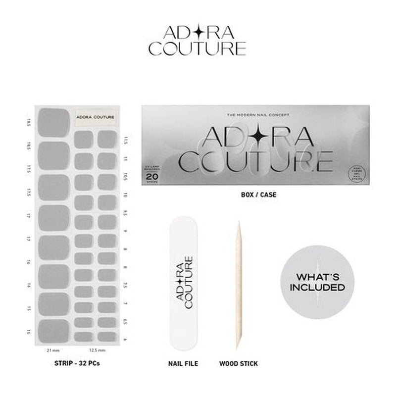 Adora Couture Semi Cured Gel Nail Strips - 32 pcs Gel Pedicure Stickers, Easy to Apply & Remove Toenail Stickers, Salon Quality at Home & Long Lasting - UV Nail Lamp Required - Red P