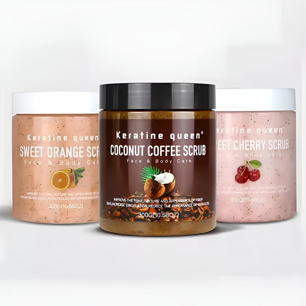 Keratine Queen Face & Body Scrub, Coconut Coffee (10.58 oz) – Exfoliating & Moisturizing Blend with Premium Coffee Grounds and Coconut Oil for Smooth, Radiant Skin