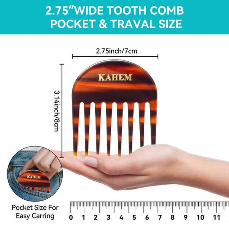 2-Pack Handcrafted Acetate Wide Tooth Combs for Curly Hair - Professional Detangling Combs for Wet & Dry Hair, Ideal for All Lengths - 3.14" Small Size, Eco-Friendly Material