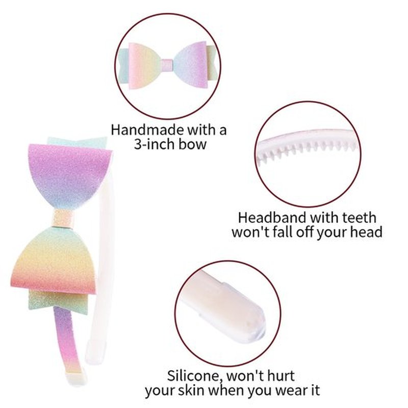 BoAn 8 Pack Girls Headbands, Multicolor, Non-slip, Glitter, Heart, Rainbow, Butterfly, Star, Toddlers, Children, Hair Accessories