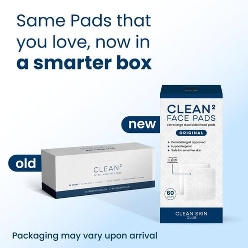 Clean Skin Club Clean² Pads 2.0 - Ultra Soft, Textured Face Pads with Triple Layers | Organic Cotton, No Shedding