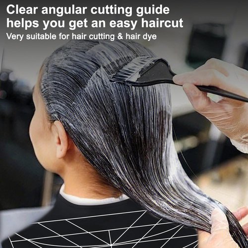 Derkerry Silicone Hair Cutting Guide Collar - Waterproof Cutting Mat for Hair Stylist - Hair Cutting Cape with Guidelines Weighted Neck Wrap for Salon Home - Black