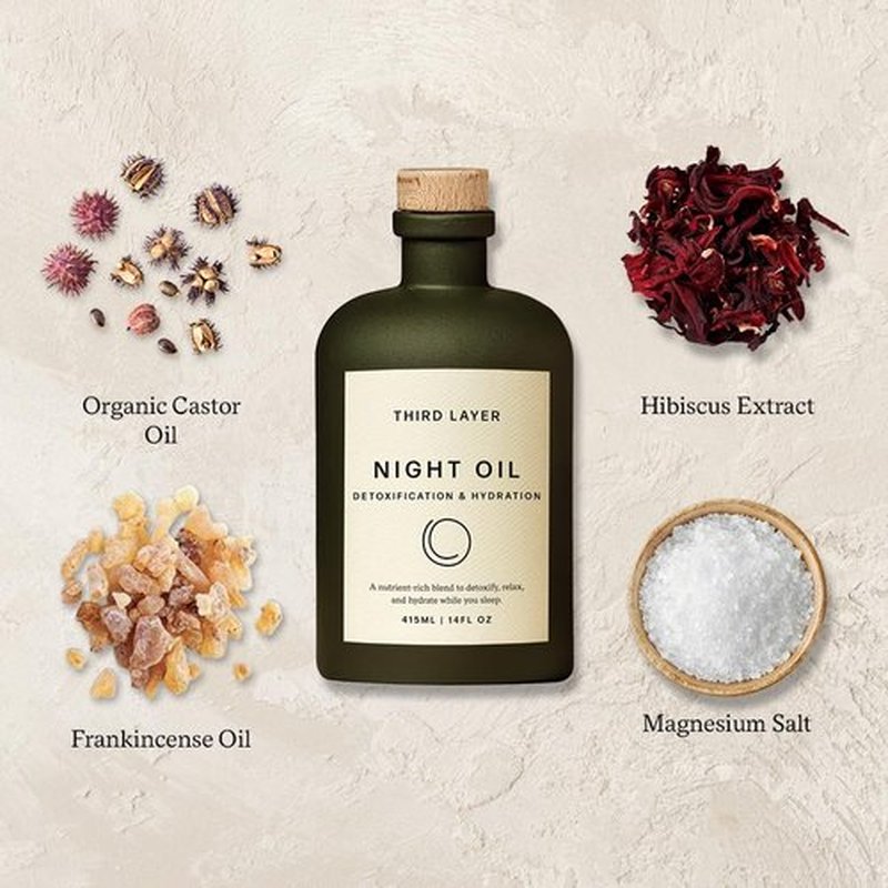 Third Layer Castor Oil Body Oil – 100% Organic, Cold-Pressed, Hexane-Free with Magnesium & Frankincense for Skin Hydration & Evening Self-Care, Night Oil (14 fl oz)