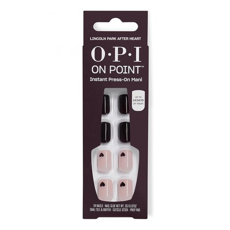 OPI On Point Press On Nails - Short Round & Squoval Styles | 24 Count with Nail Glue | Long Lasting, Reusable