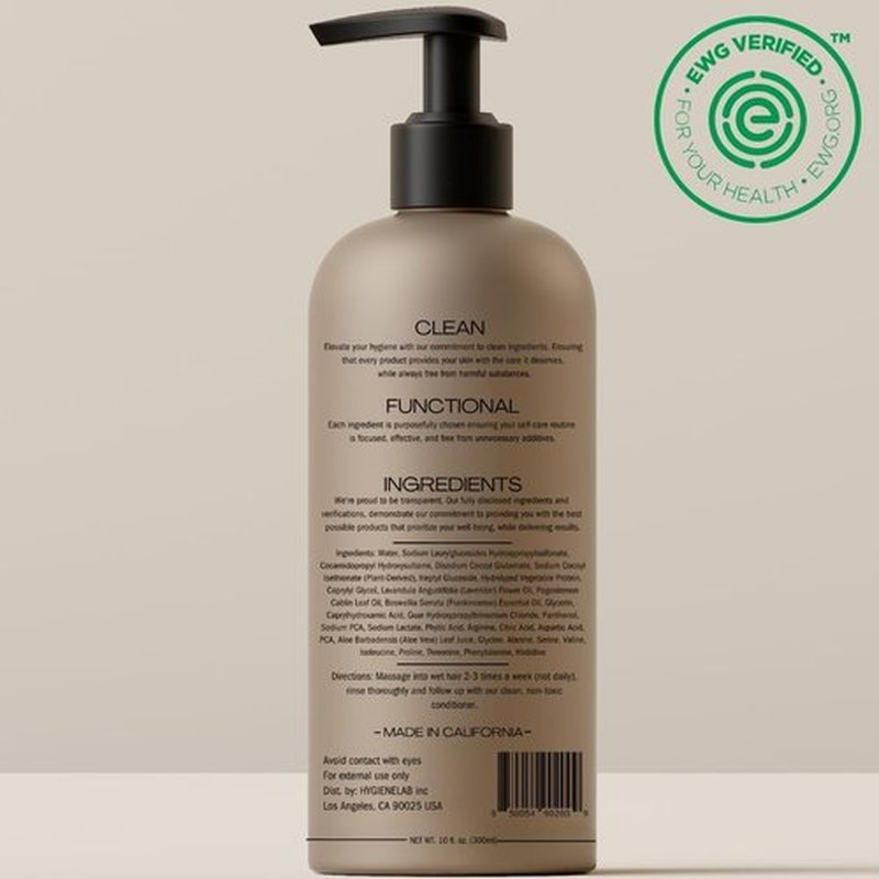 HygieneLab Shampoo - EWG Verified Non-Toxic, Fragrance-Free & Paraben-Free | Gentle Cleanse for All Hair Types (16.9 fl oz)