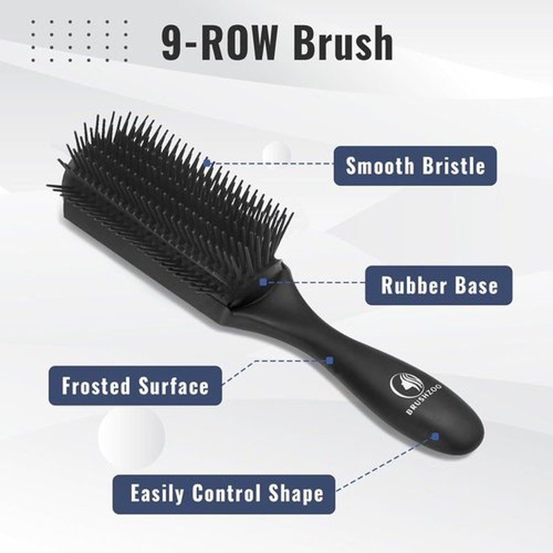 BRUSHZOO Detangling Hair Brush Set - Curly & Natural Hair Care with Wide Tooth Comb & Spray Bottle