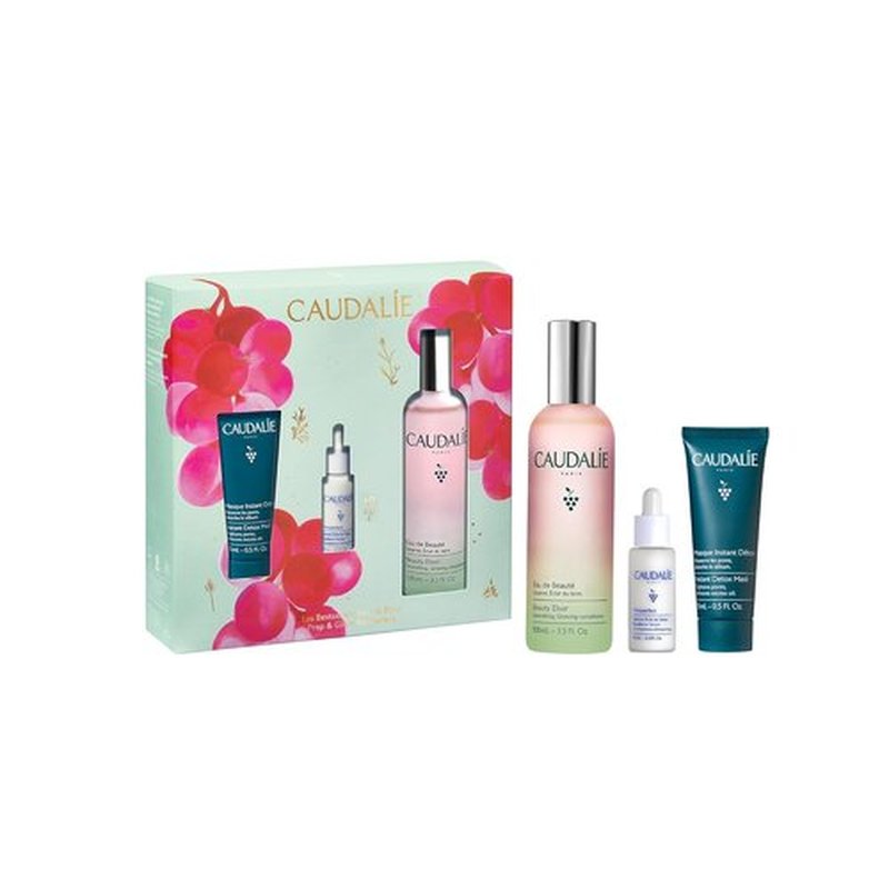 Caudalie Prep & Glow Skin Care Gift Set - Full-Size Beauty Elixir, Instant Detox Mask & Vinoperfect Serum