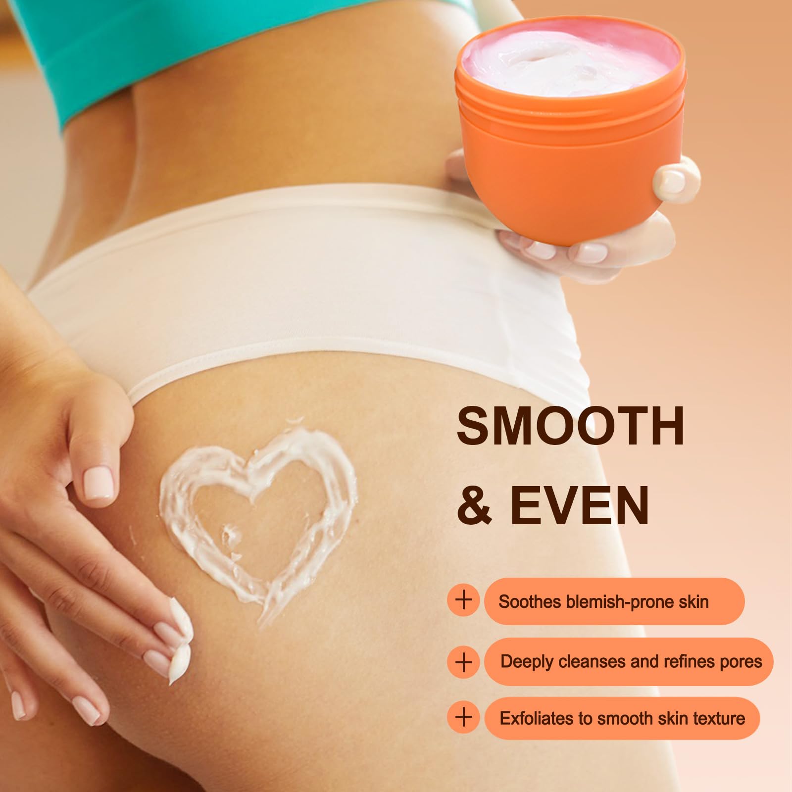 Butt Acne Clearing Treatment, Body Cream for Back, Buttocks, Thigh & Chest Acne, Skin Clearing Lotion for Men & Women 5.46 oz
