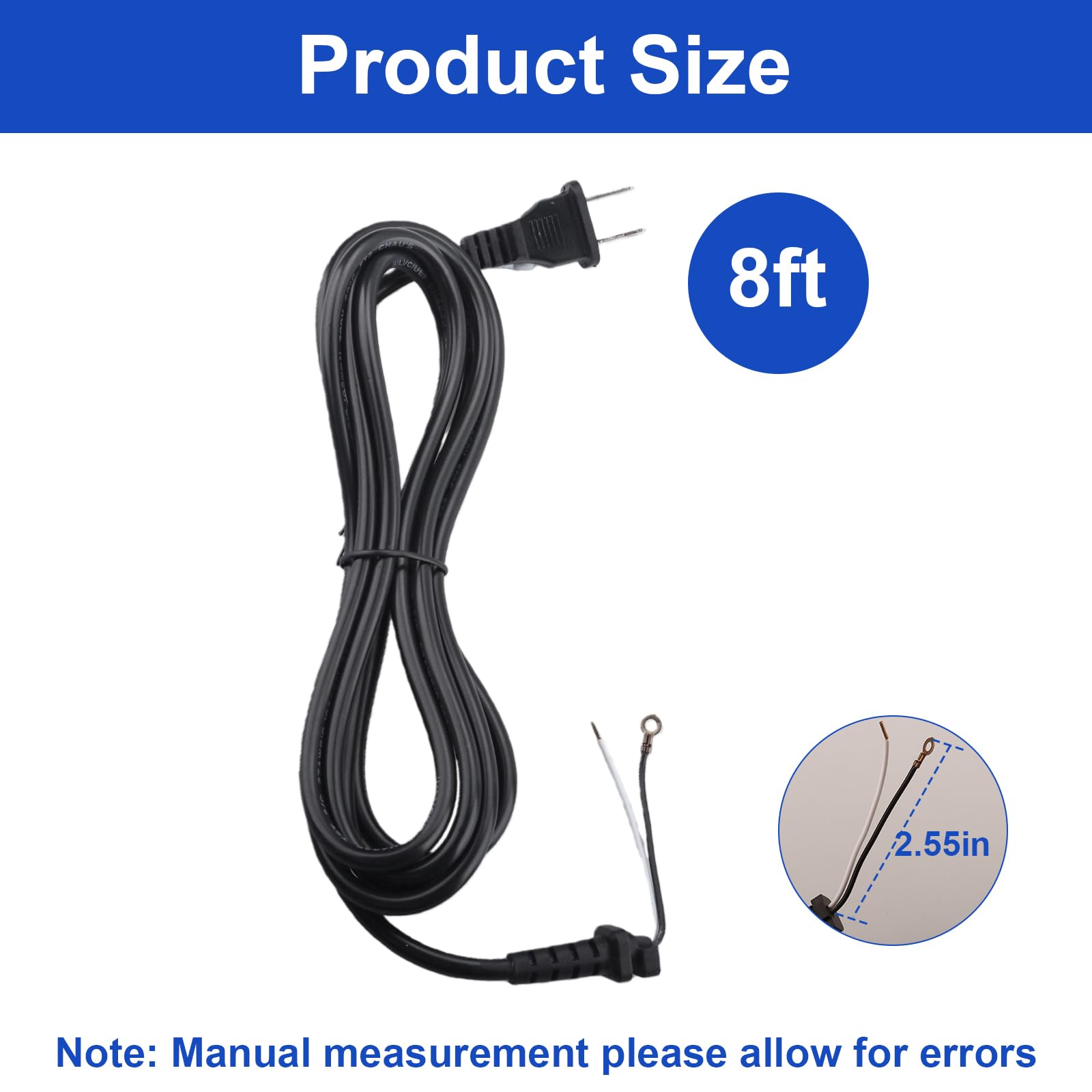04624 Hair Clippers Cord Replacement for Andis T-Outliner/Outliner II Trimmers,Power Wire for Hair Trimmer GO,GTO Models,04603,04710,2 Wire Plug