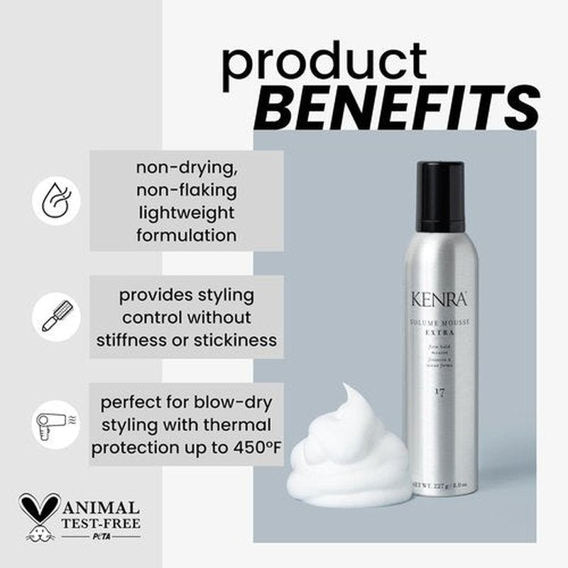 Kenra Professional Our Greatest Hits | Kit Includes Full Size Volume Mousse Extra 17, Thermal Styling Spray 19, Pearl Detangler, and Dry Texture Spray 6 | 4 pc. Gift Set | $93 Value 27% Savings