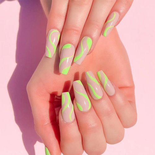 Long Matte Press on Nails Colorful Square Coffin Fake Nails Full Cover Acrylic False Nails for Women and Girls 96PCS