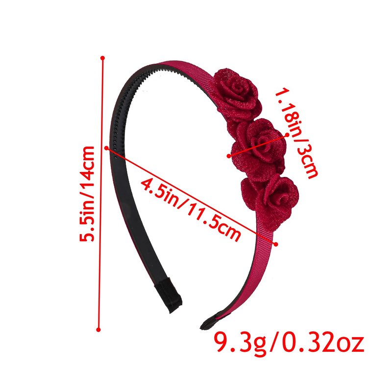 XIMA 16pcs Small Rose Flower Headbands for Girls Toddlers Kids Teens Children and Women,Girls Hair Bands Made of 3pcs Fabric Rose Flower for Hair Accessories