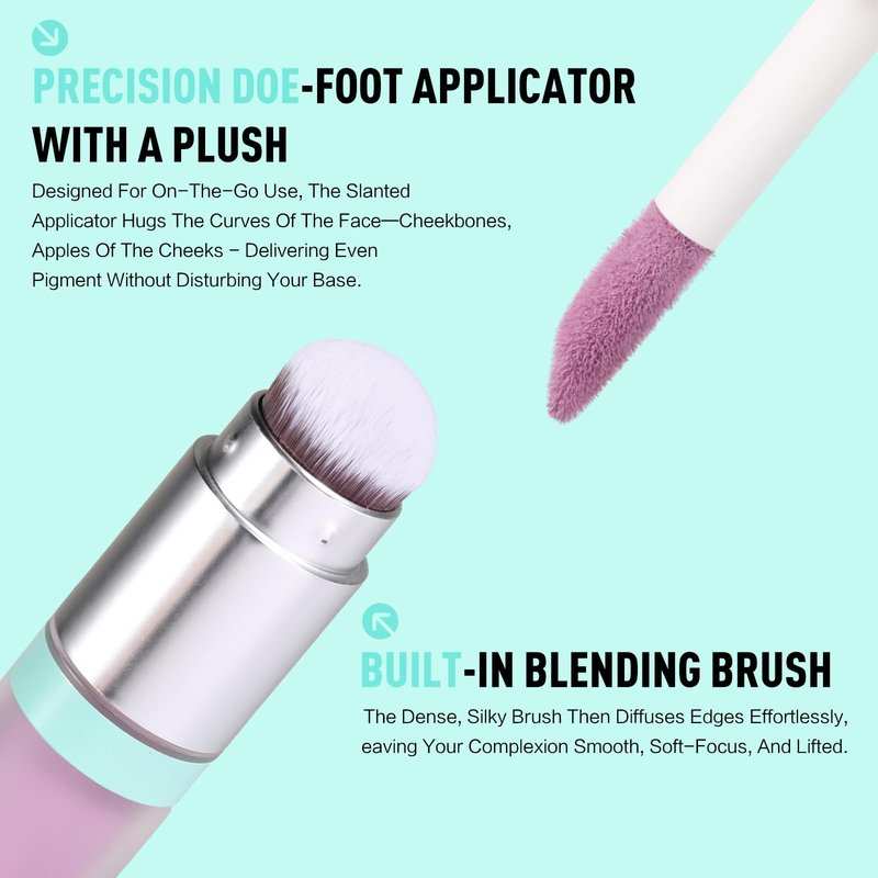 UCANBE Dual-Ended Liquid Blush with Angle Applicator & Built-In Brush, Seamless Buildable Blendable Lightweight Cheek Tint Makeup, Long Lasting Creates Dewy Natural Flush Finish - Lavender