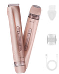 FIONOFY Bikini Trimmer and Shaver Kit for Women - 2-in-1 Electric Body Hair Trimmer Facial Hair Removal Cordless Bikini Shaver Razor Long-Rose