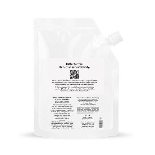 SEEN Conditioner Eco-Refill, Fragrance Free - Non-Comedogenic Hair Conditioner- Dermatologist-Developed - Safe for Sensitive, Eczema & Acne Prone Skin