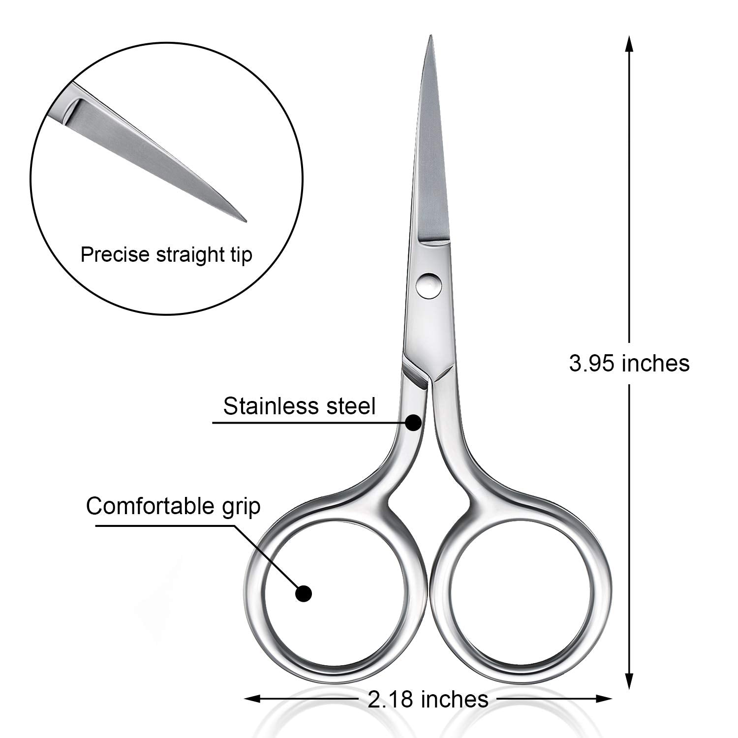 Mudder 3 Pack Small Nose Scissors Facial Hair Trimming Mini Beauty Stainless Steel Grooming Pointed Scissor for Grooming Eyebrows, Nose, Mustache, Beard