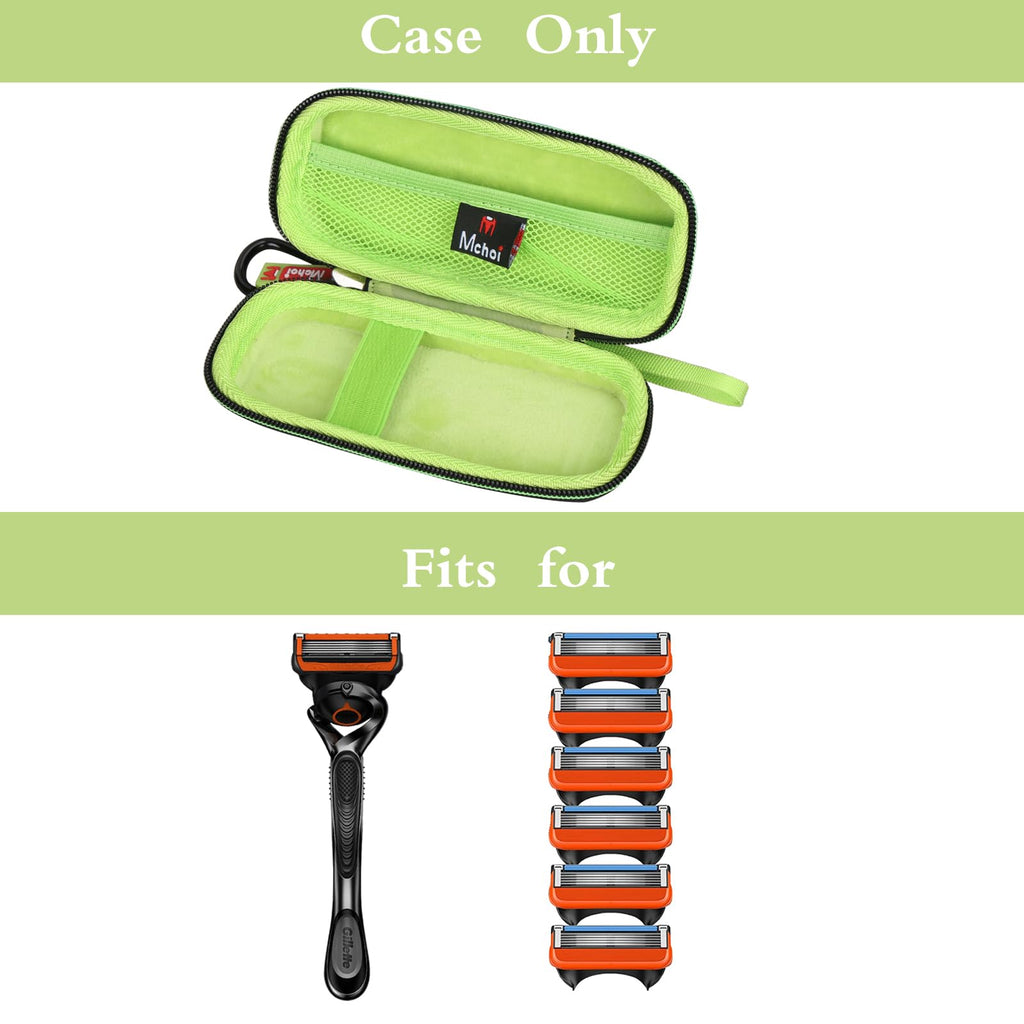 Mchoi Hard Carrying Case Fits for Fusion5 Men’s Razor & Proglide Shield Men's Razor, Case Only (Black, Green)