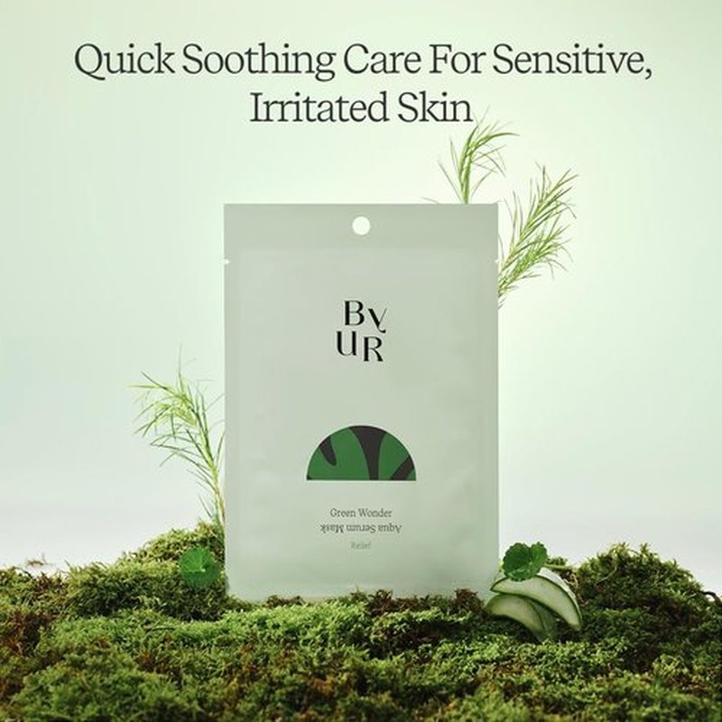 ByUR Green Wonder Aqua Serum Mask - Soothing Oil Control & Gentle Exfoliation for Sensitive Skin | 4-Pack