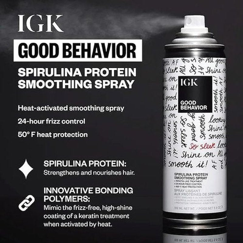 IGK ANTISOCIAL Mask & GOOD BEHAVIOR Hair Treatment Set - Frizz Control & Keratin-Like Smoothing for Dry Hair | Full Size Value Set