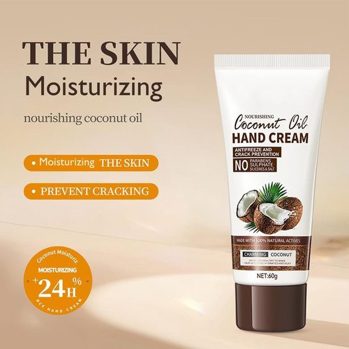Skiennix Coconut Hand Cream - Daily Moisturizing Formula for Dry Hands | Non-Greasy & Fast Absorbing - 2.1oz