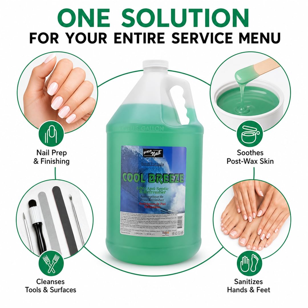 PRONAIL 4-in-1 Multi-Purpose Nail Salon Cleanser – Nail Prep Dehydrator, Gel Finishing Wipe & Post-Wax Skin Cleanser | Cruelty-Free, Paraben-Free, Sulfate-Free | Professional Use | 128 oz Gallon