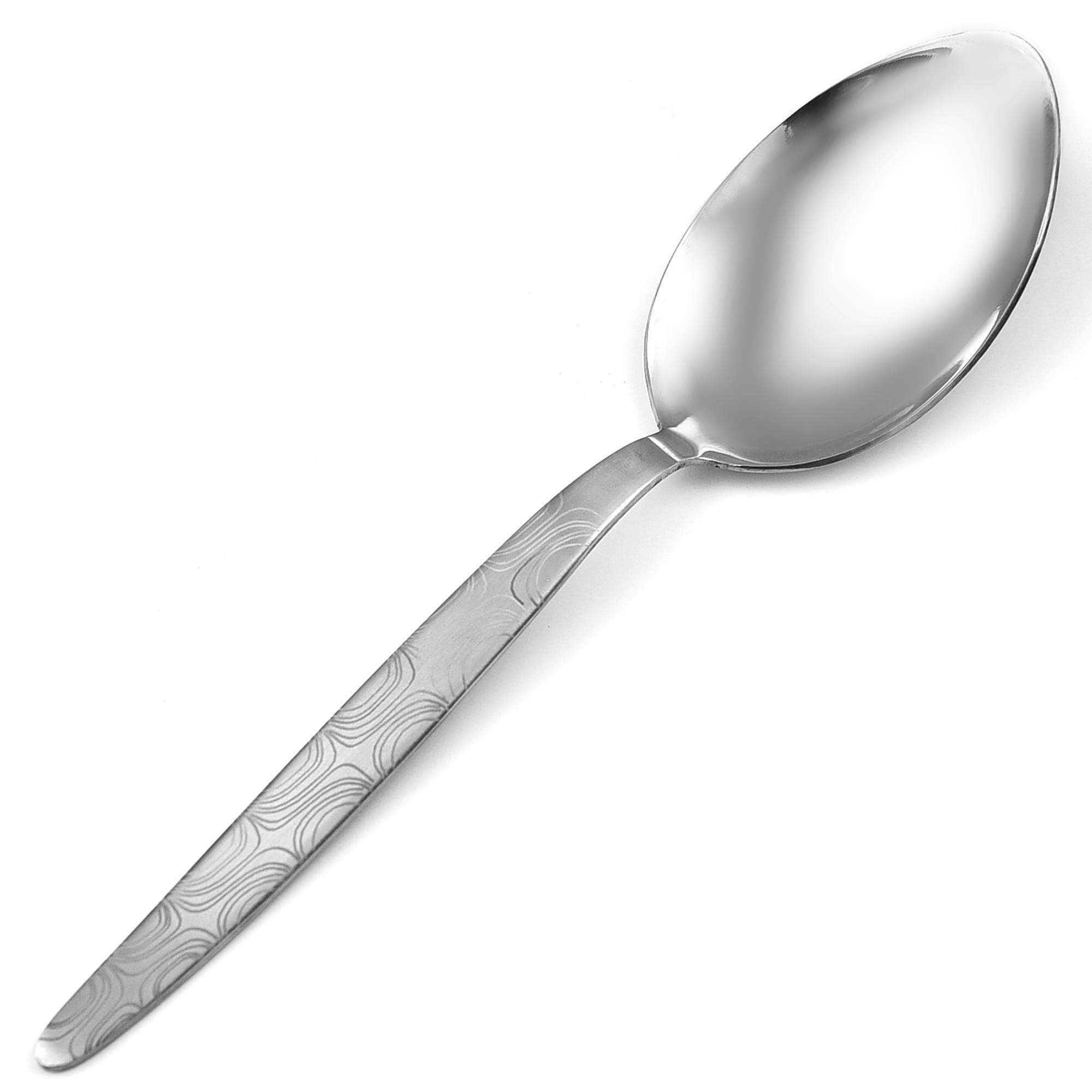BNAZIND Kunz Special Edition Damascus Pattern Spoon | 18/10 Stainless Steel Plating 9 Inch Basting Quenelle Chef Cooking Utensils Dinner Serving Spoon