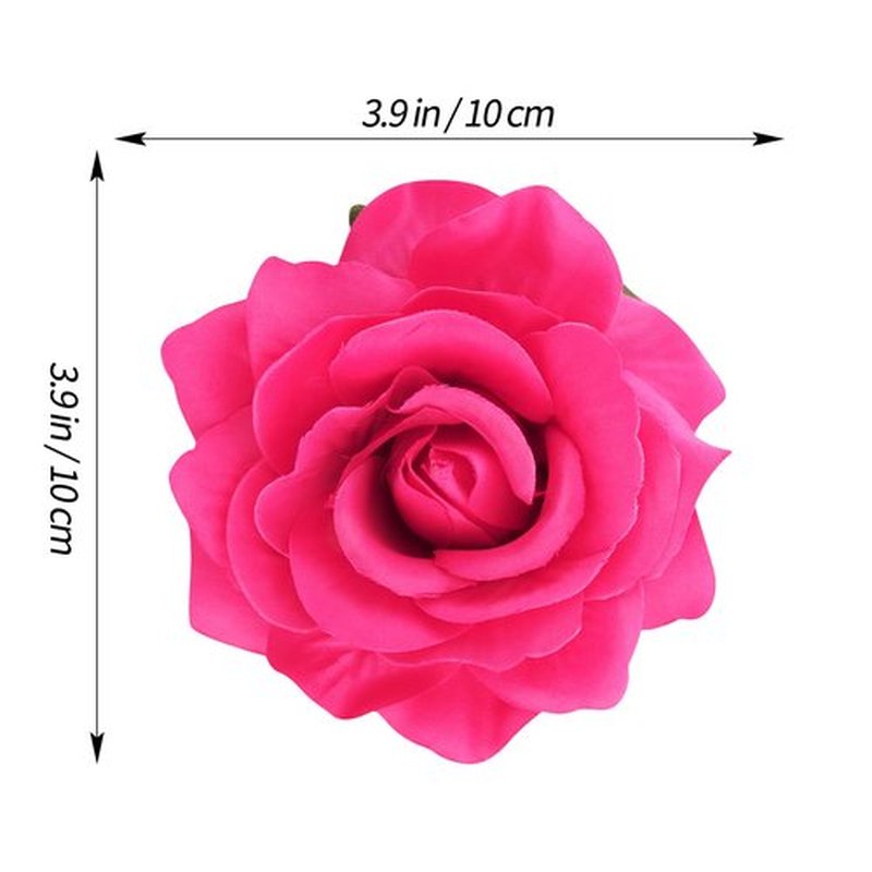 Atoden Hot Pink Rose Hair Clip, Flower Rose Clips for Hair, Hawaiian Floral Hair Pins Alligator Clips Brooch Mexican Decorative Headpieces for Women Girls Bridal Wedding Hair Accessories