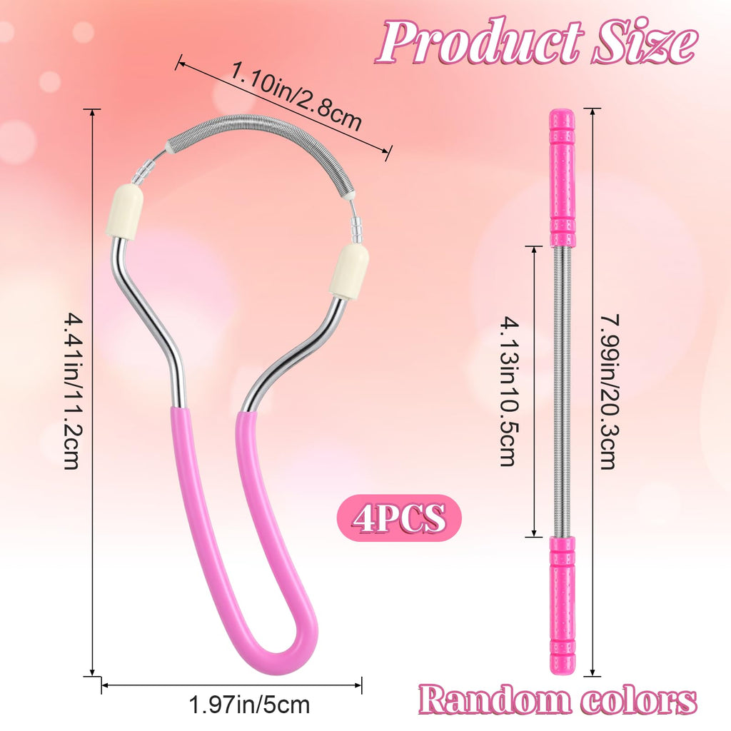 Andibro 4 Pcs Spring Facial Hair Removers for Women, Spring Manual Epilator Hair Removal Threading Tools Face Hair Remover with Handle