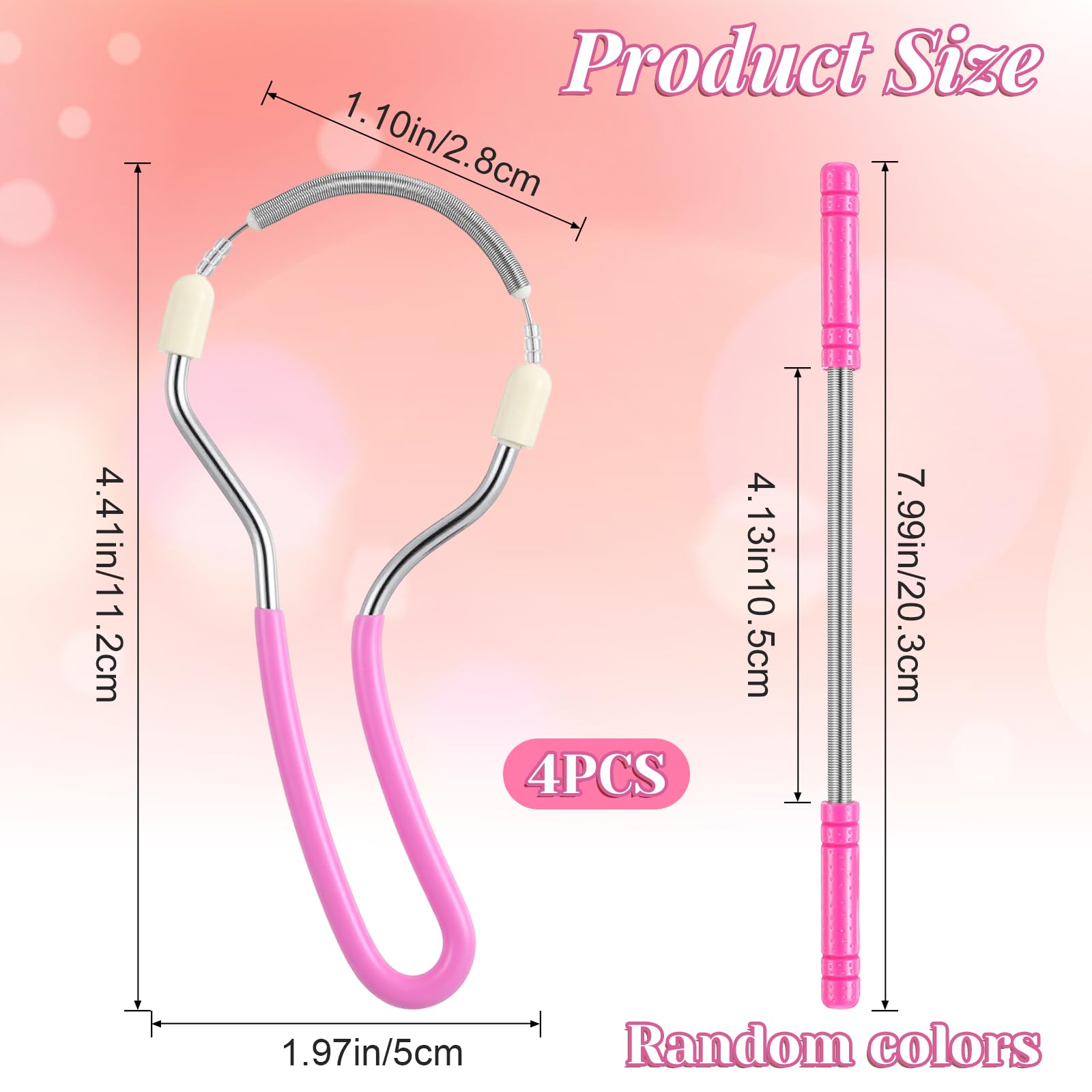 Andibro 4 Pcs Spring Facial Hair Removers for Women, Spring Manual Epilator Hair Removal Threading Tools Face Hair Remover with Handle
