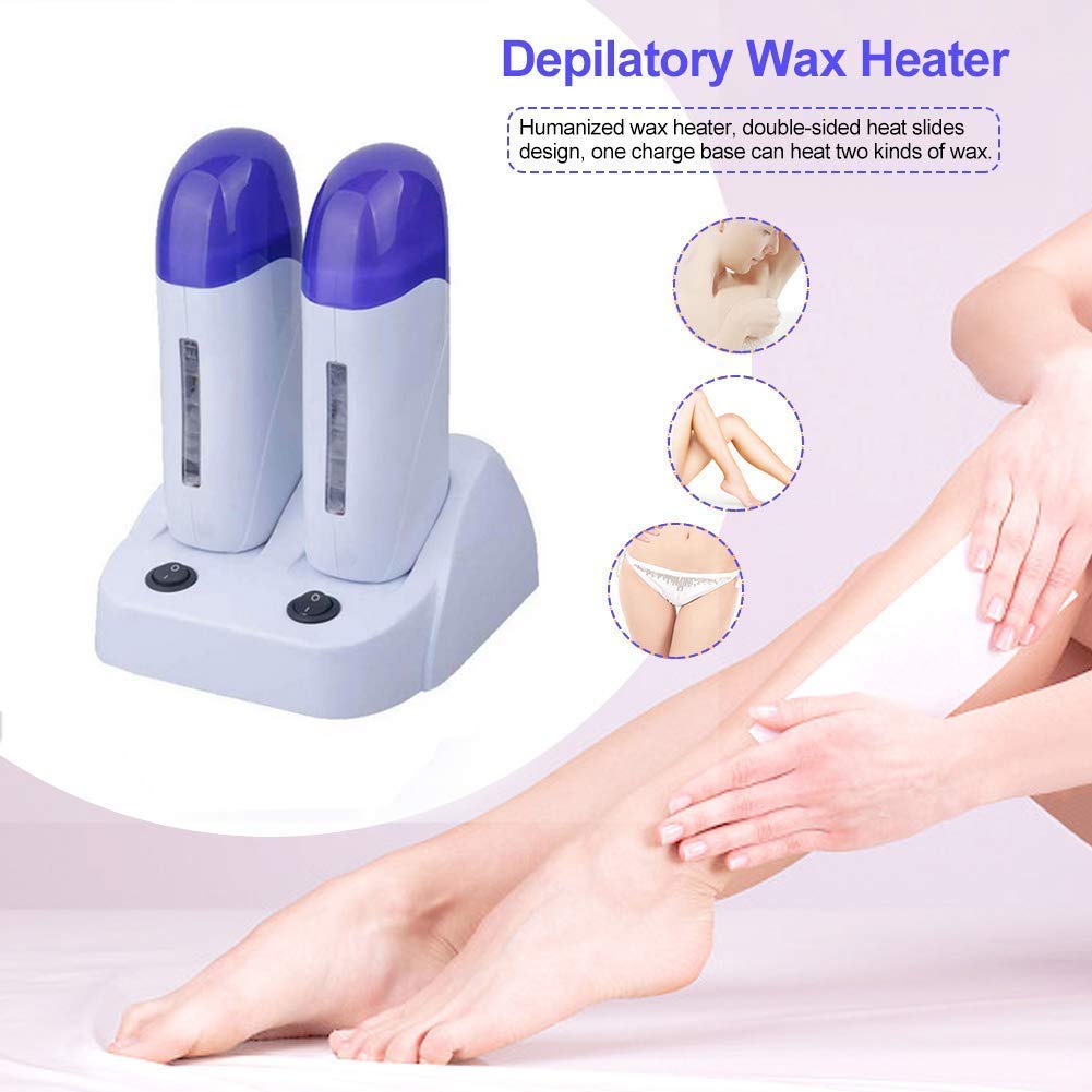 Nynelly Portable Double Depilatory Roll on Wax Warmer with Heater Base