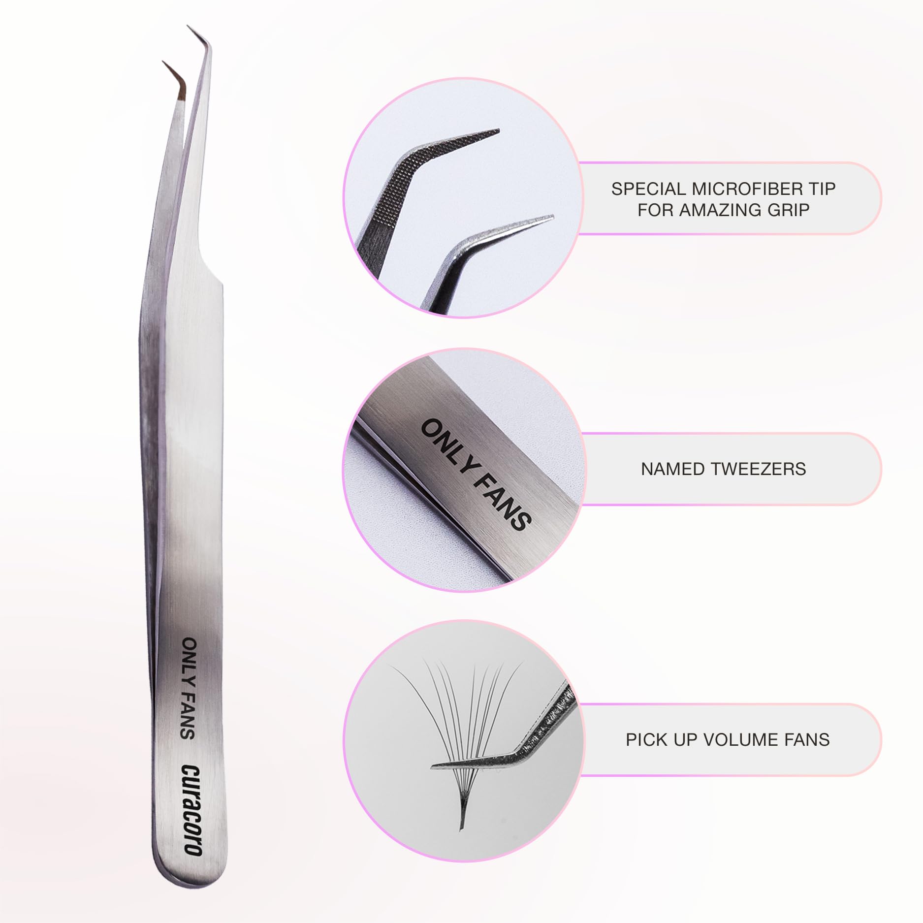 Curacoro Lash Tweezer Professional Volume False Lash Application Tool | Multi Shapes & Purposes Tweezers | Non-Slip Grip Tweezers for Volume, Isolation & Classic Lashes