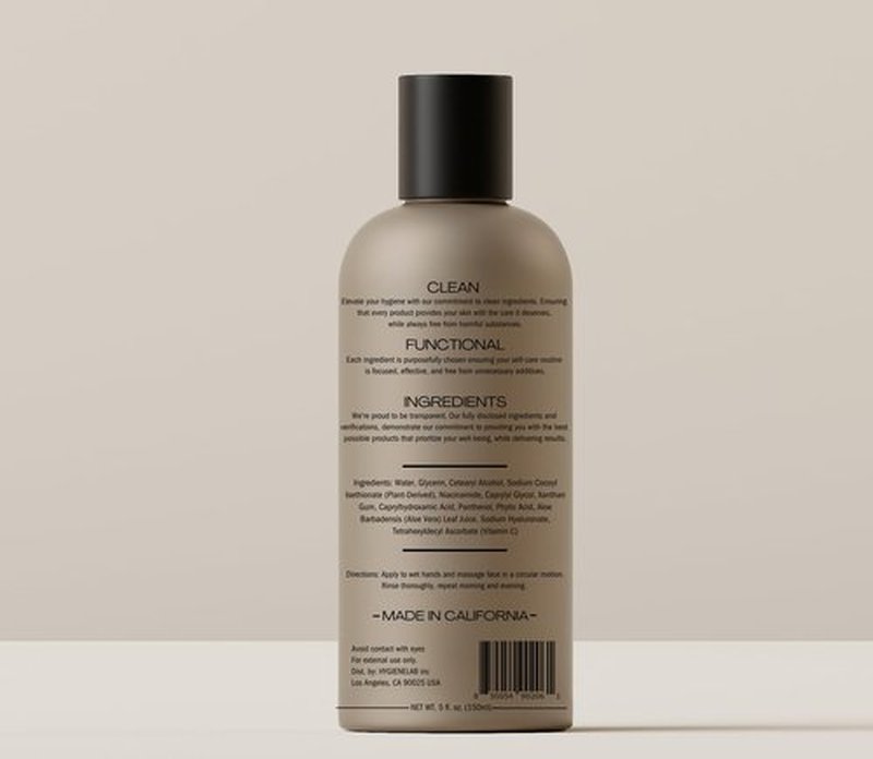 HygieneLab Face Wash – EWG Verified, Gentle & Hydrating Cleanser with Aloe, Niacinamide & Vitamin C, Removes Dirt Without Stripping Skin (5 fl oz)