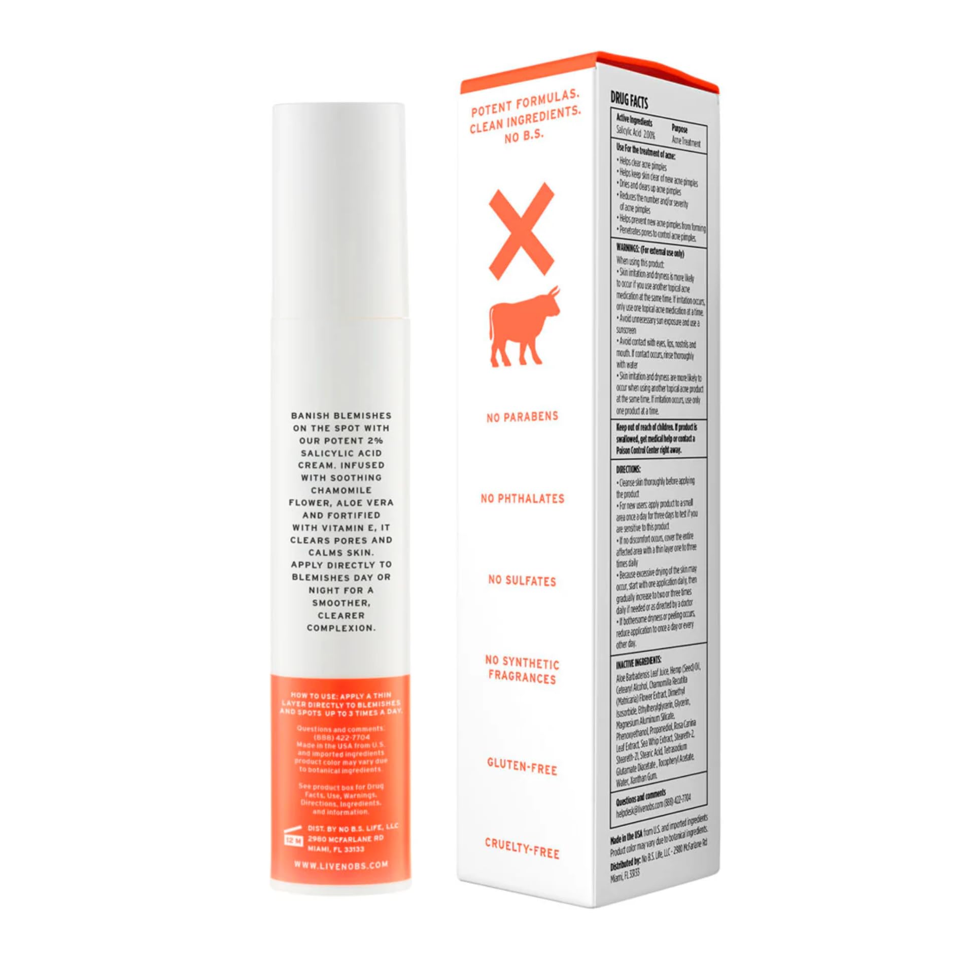 No Bad Stuff - Acne Spot Treatment - Acne Control with 2% Salicylic Acid, Fades Blemishes, with Chamomile, Aloe Vera & Vitamin E (0.5 oz)