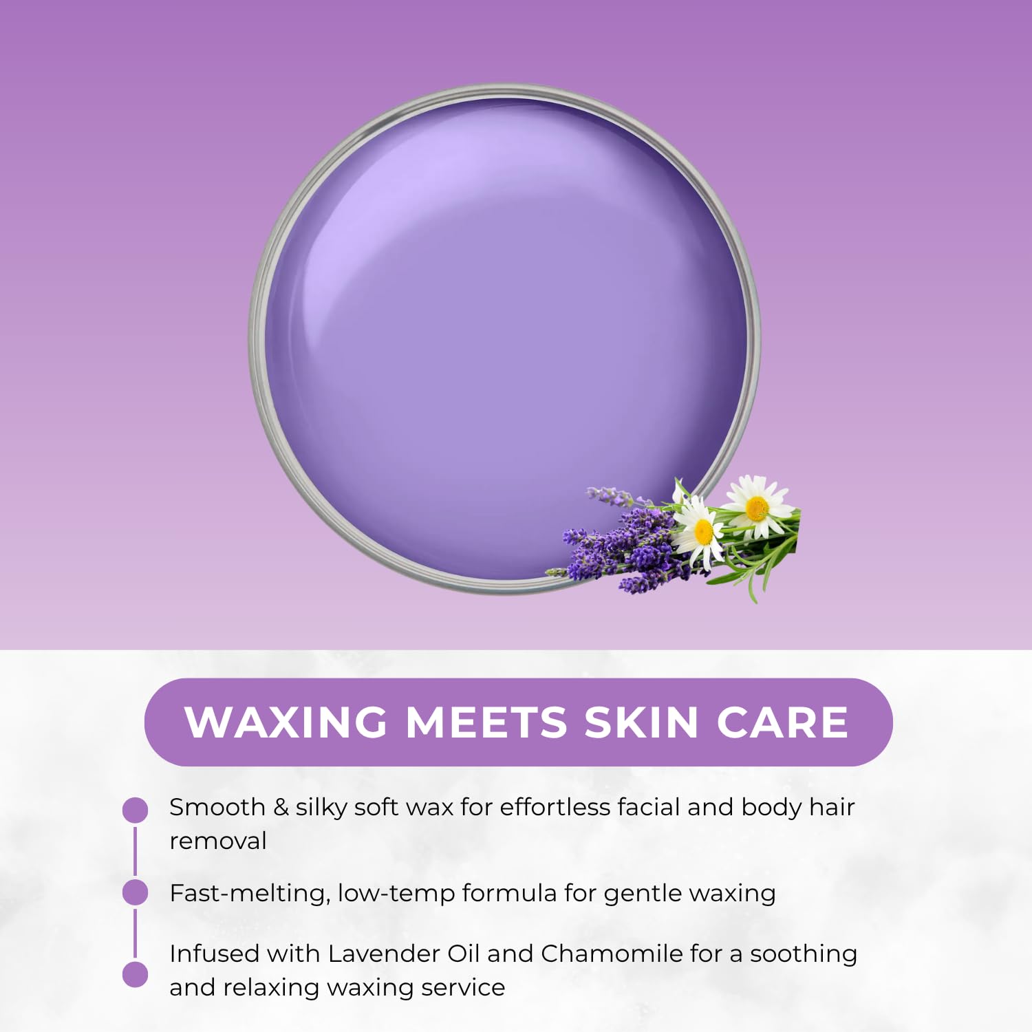 NaturaverdePro Lavender Soft Wax for Body and Facial Hair Removal, Wax Hair Remover for Women, All Skin Types, Formulated with Soothing Chamomile - 14oz