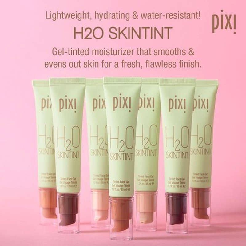 Pixi H2O SkinTint - Tinted Gel Moisturizer | Lightweight & Hydrating | Evens Tone & Reduces Redness | Nutmeg | 1.2 fl oz/35 ml