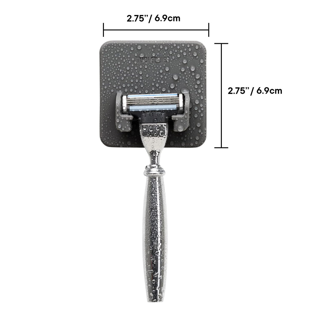 TOOLETRIES The Mason Razor Holder, Silicone Holder for Shower & Bathroom, Wall Mounted Razor Organizer with No-Adhesive Residue, Removable & Reusable - Grey