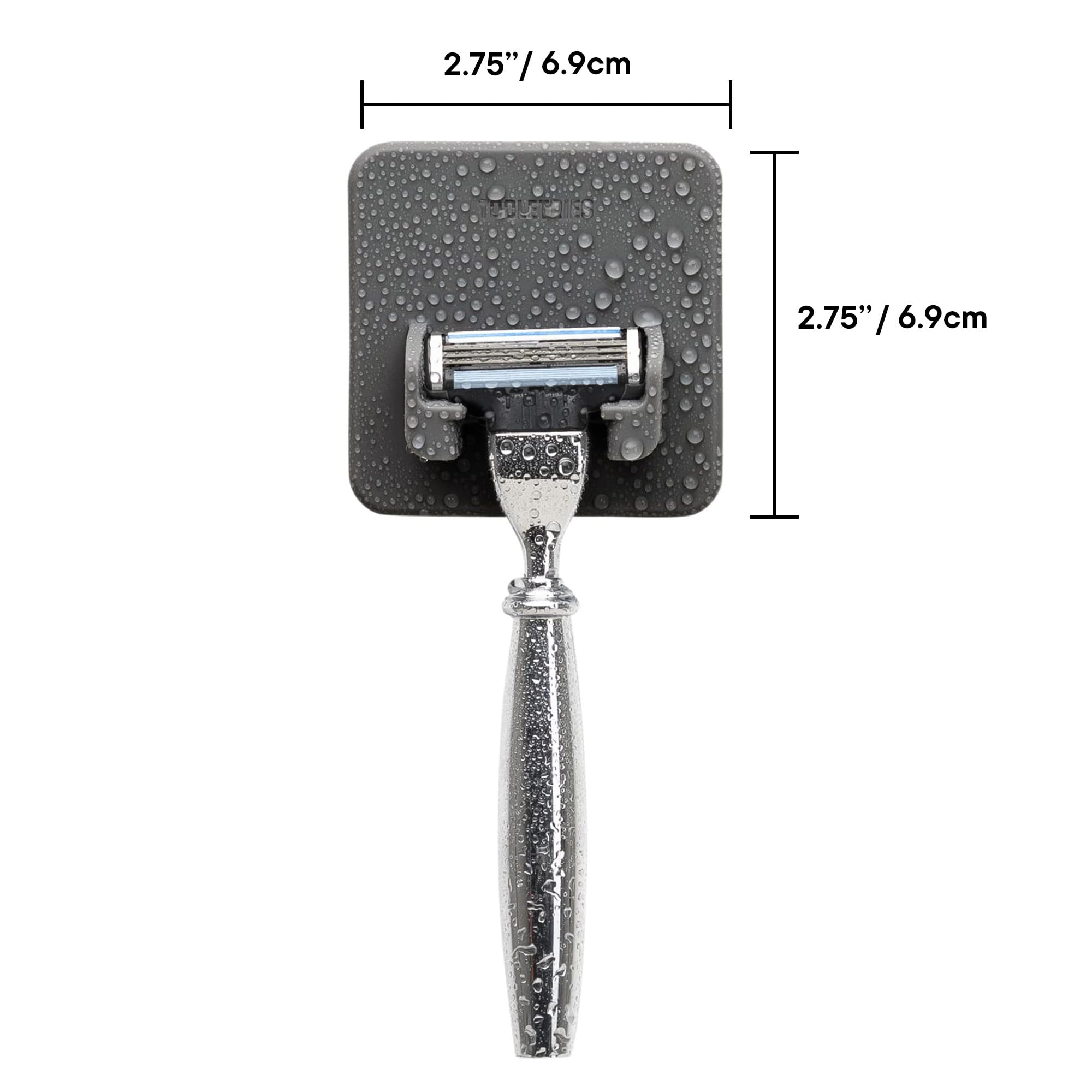 TOOLETRIES The Mason Razor Holder, Silicone Holder for Shower & Bathroom, Wall Mounted Razor Organizer with No-Adhesive Residue, Removable & Reusable - Grey