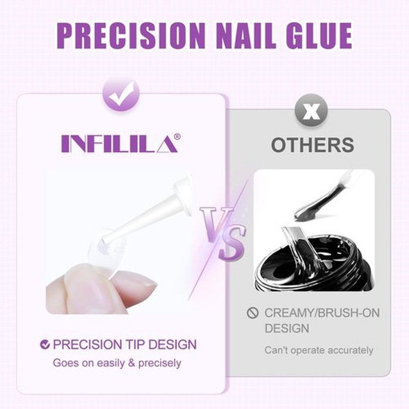 NXJ INFILILA 10PCS Nail Glue for Press on Nails, Super Strong Nail Glue Bulk for Acrylic Nails, Long Lasting Professional Fast Drying Tech Supplies Adhesive 0.10oz