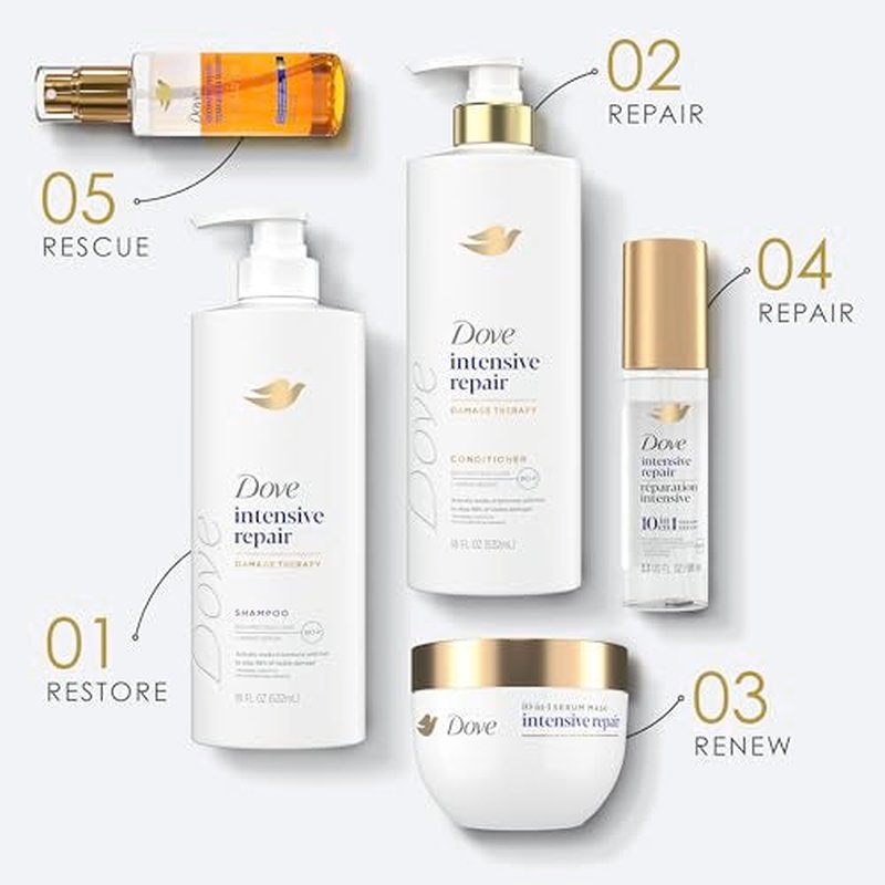 Dove Damage Therapy Intensive Repair with Amino Serum Bi-Phase Serum + Oil Hair Spray for Shine, Frizz Control, and Split Ends 3.9 oz