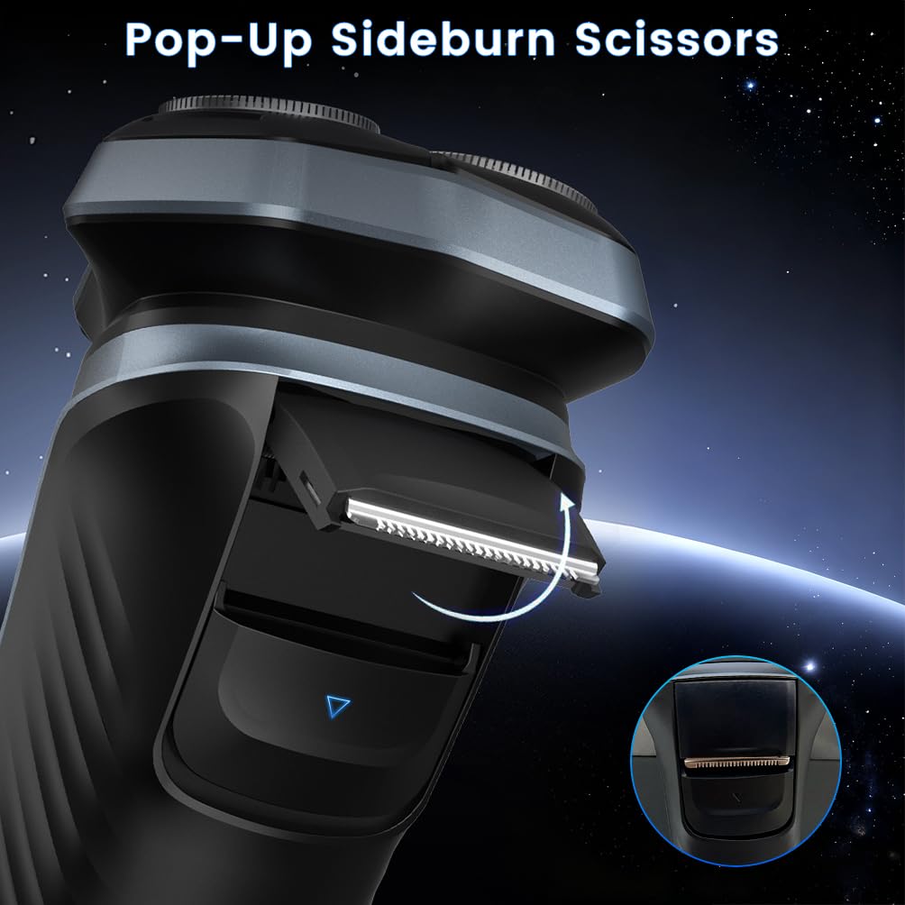 Electric Razor for Men, Electric Shaver for Men Face, 4D Blades with Pop Up Trimmer Waterproof Wet Dry Rechargeable Travel Shaver