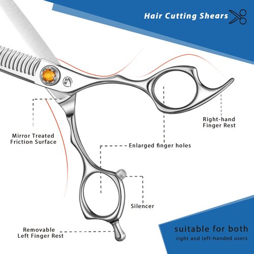 M.steve Thinning Shears for Hair Cutting 6",Left and Right Hand Professional Hair Thinning Scissors with Barber Texturizing 26 Teeth Shears,Barber Scissors for Salon/Home Use