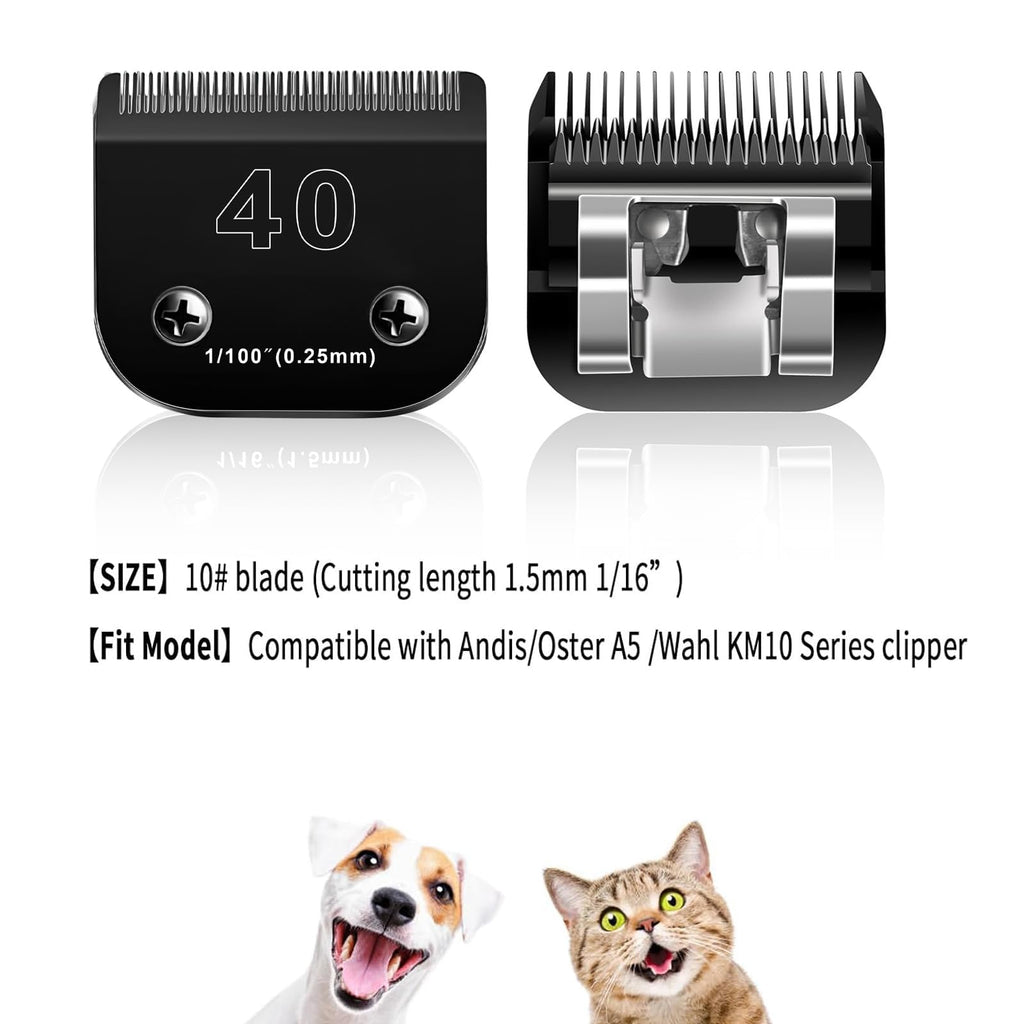 Audoc 40 Blade Dog Grooming Blades Compatible with Andis/Wahl KM10 Series