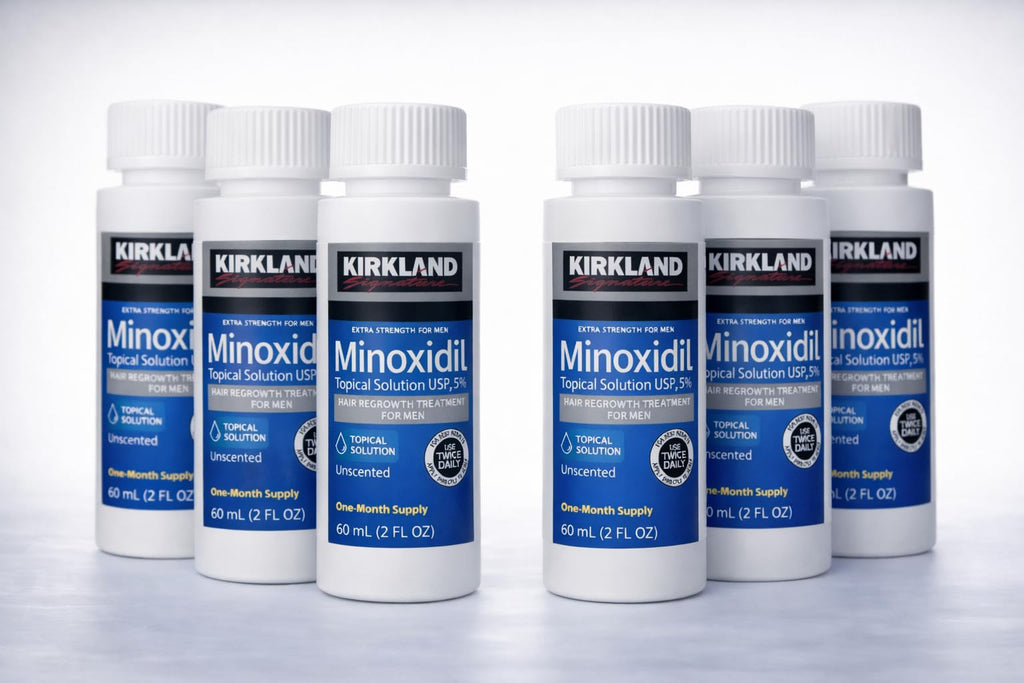 Kirkland Signature Hair Regrowth Treatment Extra Strength for Men, 5% Minoxidil Topical Solution, 2 fl oz, 6-pack