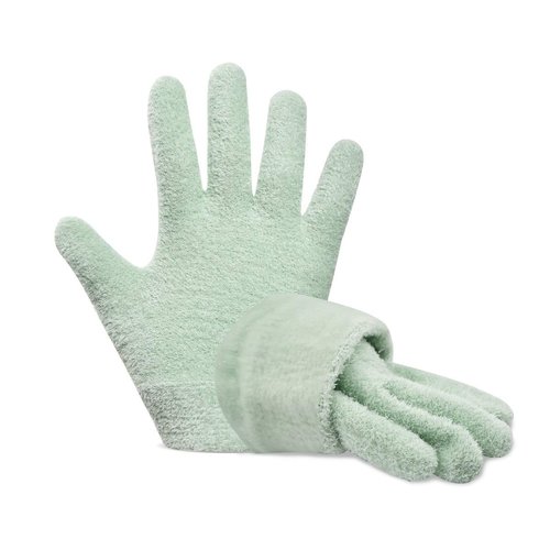 Moisturizing Socks and Gloves Overnight, Gel Gloves and Socks for Dry Cracked Feet Women & Hands Spa Treatment, Gel Lining Infused with Essential Oils and Vitamins(Green)