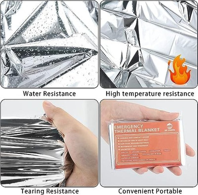 QIO CHUANG Emergency Mylar Thermal Blankets - 4-Pack Survival & Camping Blankets for Outdoors, Hiking, & First Aid